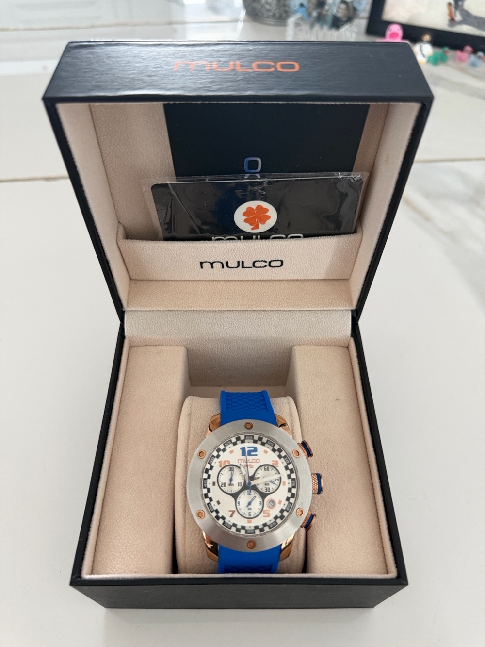Mulco Blue and Rose Gold Sport Chronograph Watch
